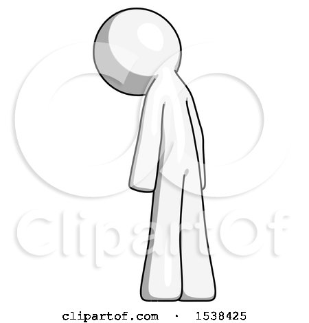 White Design Mascot Man Depressed with Head Down, Back to Viewer, Left by Leo Blanchette