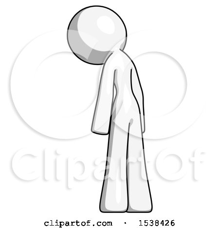 White Design Mascot Woman Depressed with Head Down, Back to Viewer, Left by Leo Blanchette