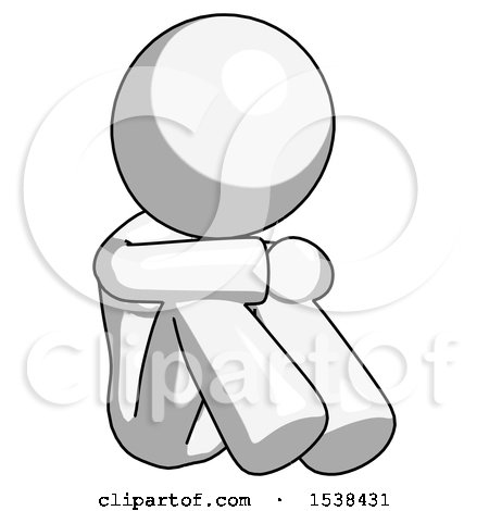 White Design Mascot Woman Sitting with Head down Facing Angle Right by Leo Blanchette