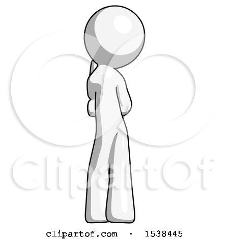 White Design Mascot Man Thinking, Wondering, or Pondering Rear View by Leo Blanchette