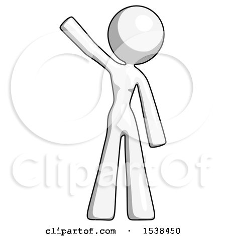 White Design Mascot Woman Waving Emphatically with Right Arm by Leo Blanchette