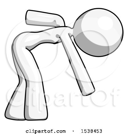 White Design Mascot Woman Bent over Picking Something up by Leo Blanchette