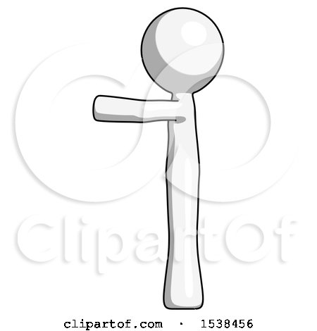 White Design Mascot Man Pointing Left by Leo Blanchette