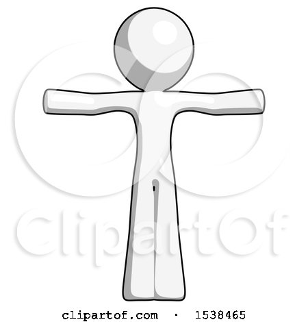 White Design Mascot Man T-Pose Arms up Standing by Leo Blanchette