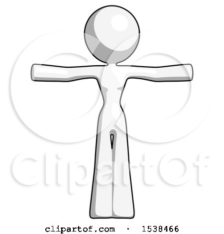 White Design Mascot Woman T-Pose Arms up Standing by Leo Blanchette