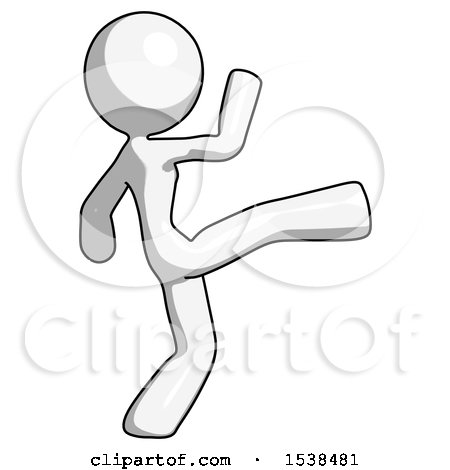 White Design Mascot Woman Kick Pose by Leo Blanchette