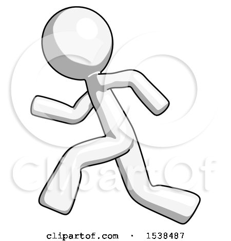 White Design Mascot Man Running Fast Left by Leo Blanchette