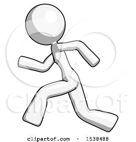 White Design Mascot Woman Running Fast Left by Leo Blanchette
