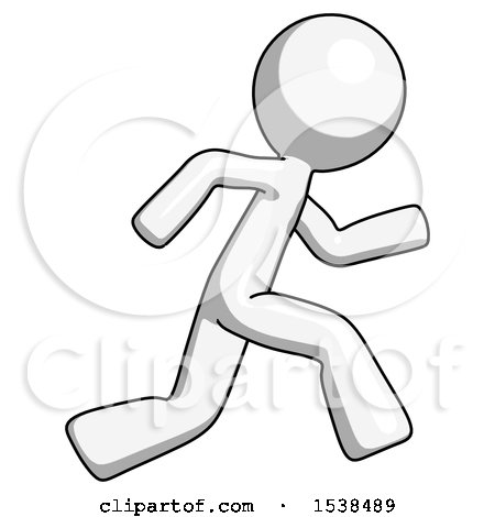 White Design Mascot Man Running Fast Right by Leo Blanchette