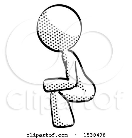 Halftone Design Mascot Woman Squatting Facing Left by Leo Blanchette