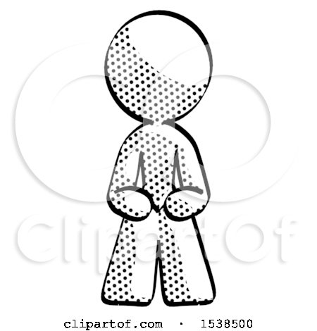 Halftone Design Mascot Woman Squatting Facing Front by Leo Blanchette