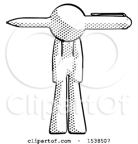 Halftone Design Mascot Woman Pen Stuck Through Head by Leo Blanchette