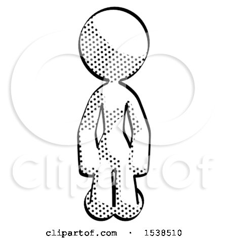 Halftone Design Mascot Woman Kneeling Front Pose by Leo Blanchette