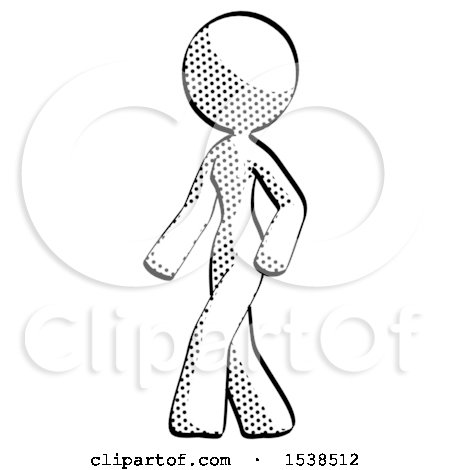 Halftone Design Mascot Woman Man Walking Turned Left Front View by Leo Blanchette