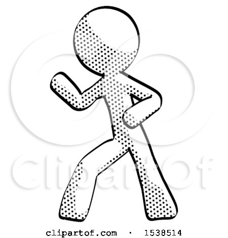Halftone Design Mascot Man Martial Arts Defense Pose Left by Leo Blanchette
