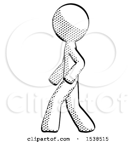 Halftone Design Mascot Man Walking Left Side View by Leo Blanchette