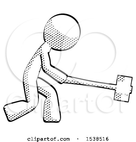 Halftone Design Mascot Man Hitting with Sledgehammer, or Smashing Something by Leo Blanchette