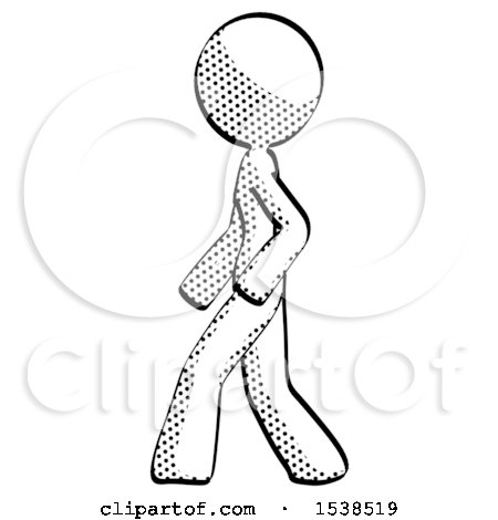 Halftone Design Mascot Woman Walking Left Side View by Leo Blanchette