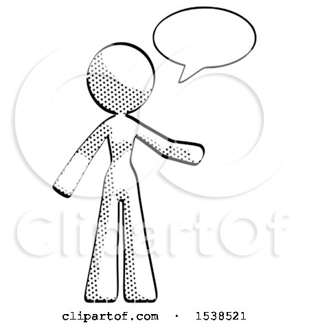 Halftone Design Mascot Woman with Word Bubble Talking Chat Icon by Leo Blanchette