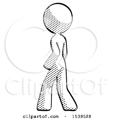 Halftone Design Mascot Woman Walking Away Direction Left View by Leo Blanchette