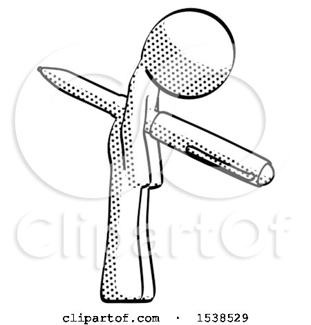 Halftone Design Mascot Man Impaled Through Chest with Giant Pen by Leo Blanchette