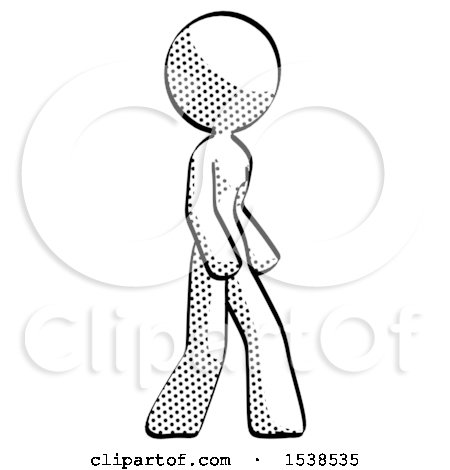 Halftone Design Mascot Woman Turned Right Front View by Leo Blanchette