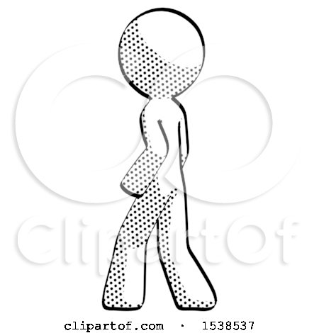 Halftone Design Mascot Man Walking Away Direction Left View by Leo Blanchette