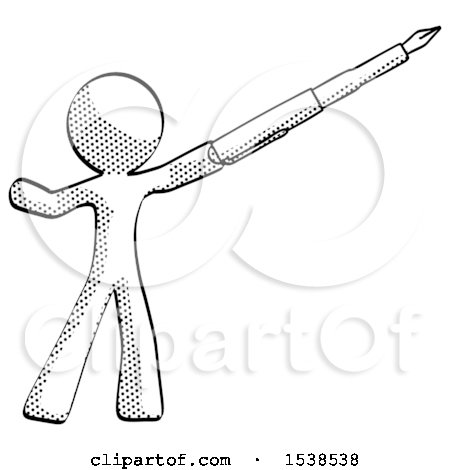Halftone Design Mascot Man Pen Is Mightier Than the Sword Calligraphy Pose by Leo Blanchette