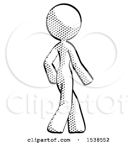 Halftone Design Mascot Woman Walking Away Direction Right View by Leo Blanchette