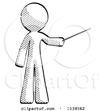 Halftone Design Mascot Man Teacher or Conductor with Stick or Baton Directing by Leo Blanchette