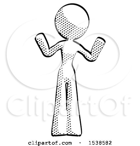 Halftone Design Mascot Woman Shrugging Confused by Leo Blanchette