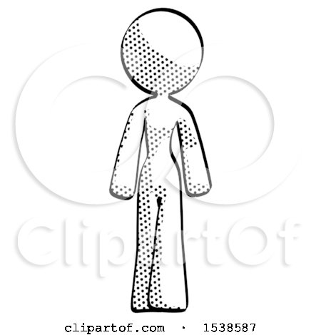 Halftone Design Mascot Woman Walking Front View by Leo Blanchette