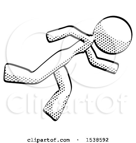 Halftone Design Mascot Woman Running While Falling down by Leo Blanchette
