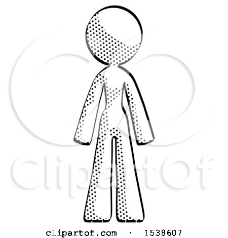 Halftone Design Mascot Woman Standing Facing Forward by Leo Blanchette