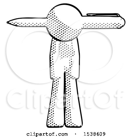 Halftone Design Mascot Man Head Impaled with Pen by Leo Blanchette