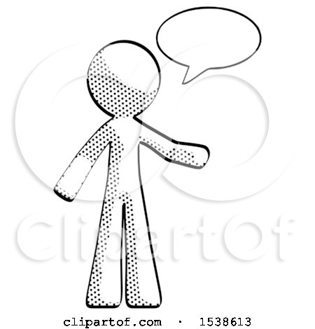 Halftone Design Mascot Man with Word Bubble Talking Chat Icon by Leo Blanchette