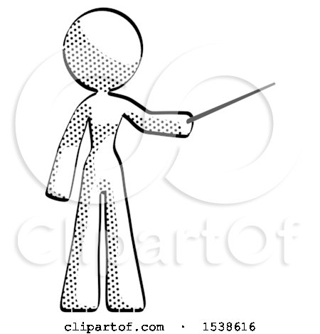 Halftone Design Mascot Woman Teacher or Conductor with Stick or Baton Directing by Leo Blanchette
