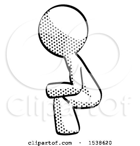 Halftone Design Mascot Man Squatting Facing Left by Leo Blanchette