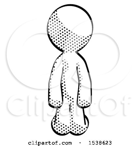 Halftone Design Mascot Man Kneeling Front Pose by Leo Blanchette