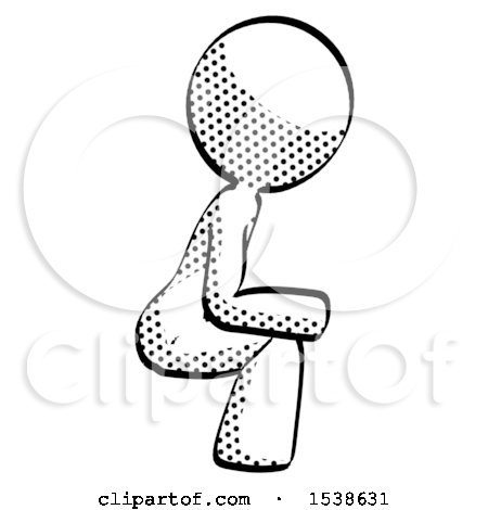Halftone Design Mascot Woman Squatting Facing Right by Leo Blanchette