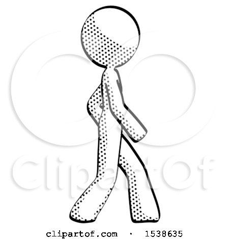 Halftone Design Mascot Woman Walking Right Side View by Leo Blanchette