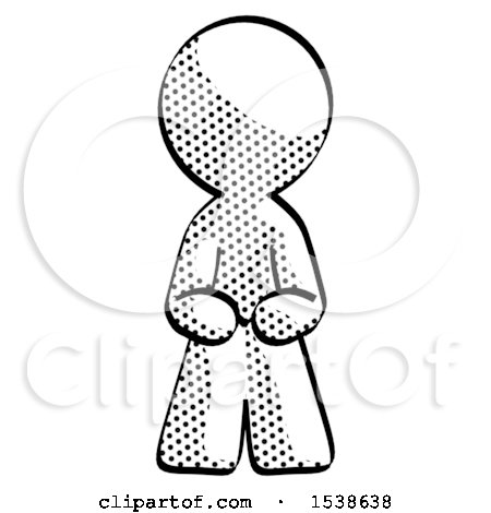 Halftone Design Mascot Man Squatting Facing Front by Leo Blanchette