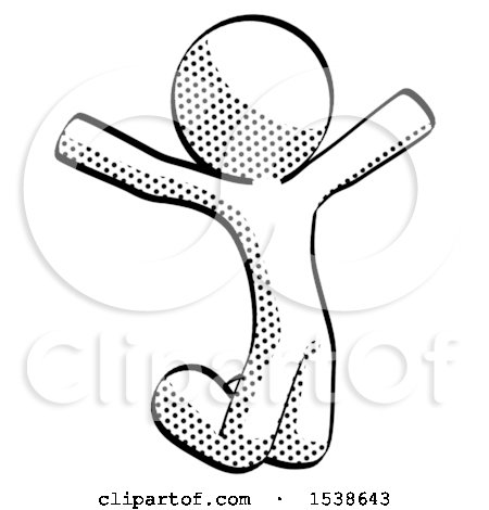 Halftone Design Mascot Man Jumping or Kneeling with Gladness by Leo Blanchette