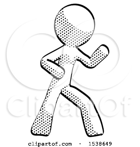 Halftone Design Mascot Man Martial Arts Defense Pose Right by Leo Blanchette