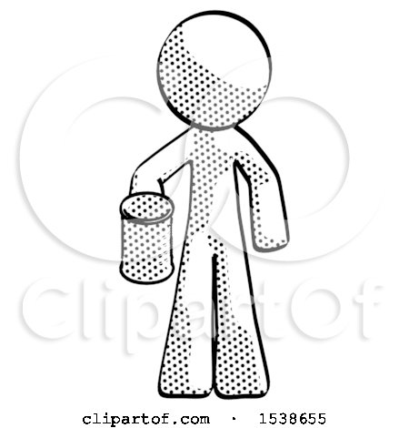 Halftone Design Mascot Man Begger Holding Can Begging or Asking for Charity by Leo Blanchette