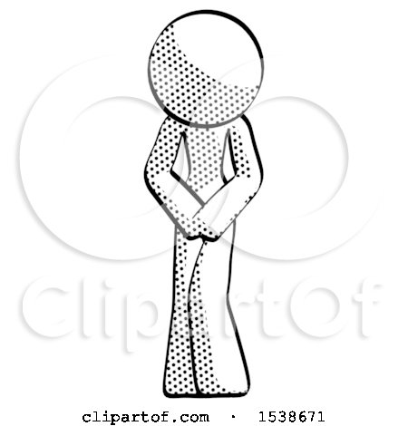 Halftone Design Mascot Female Bending over Sick or in Pain by Leo Blanchette
