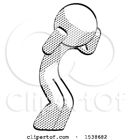 Halftone Design Mascot Man with Headache or Covering Ears Turned to His Right by Leo Blanchette