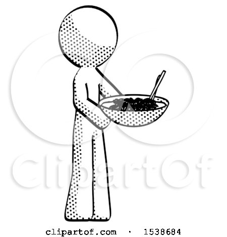 Halftone Design Mascot Man Holding Noodles Offering to Viewer by Leo Blanchette
