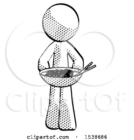 Halftone Design Mascot Man Serving or Presenting Noodles by Leo Blanchette
