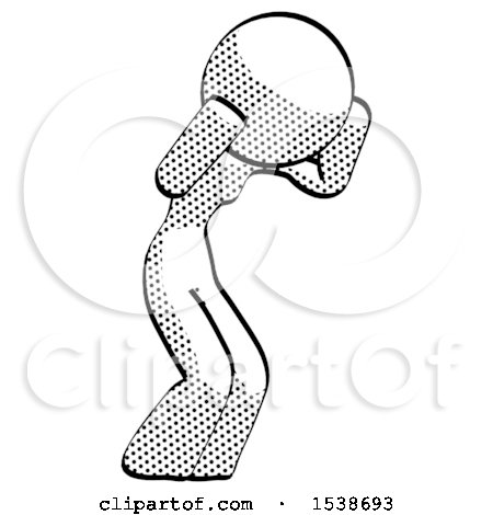Halftone Design Mascot Woman with Headache or Covering Ears Facing Turned to Her Right by Leo Blanchette